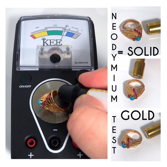 18KT SOLID GOLD ANTIQUE TURQUOISE & RUBY RING - 7.65 GRAMS!! - Picture 9 of 13